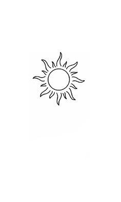 a black and white drawing of a sun on a white background, with the outline of an object in the foreground