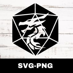 the logo for svg - png is shown in black and white on a wooden background