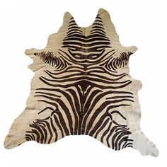 a zebra skin rug is shown on a white background