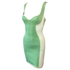 Azzedine Alaia S/S 1991 Vintage Bustier Plunged Décolleté Color Block Bodycon Mini Dress Size L Vintage Bandage Dress, Vintage Alaia, Vintage Bustier, Azzedine Alaia, Designer Evening Dresses, 1990s Fashion, Bustier Dress, Bustiers, Bodycon Mini Dress