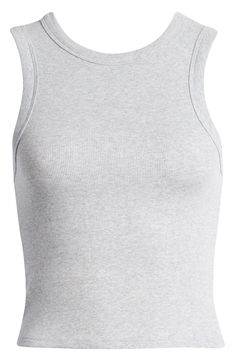 A ribbed-to-fit tank will be your summery staple. 18 1/2" length (size Medium) Scoop neck 95% cotton, 5% spandex Machine wash, tumble dry Imported Tight Tank Top, Back To School Fits, Gray Tank, School Fits, Cotton Tank Top, Pacsun, Shades Of Grey, Stretch Cotton