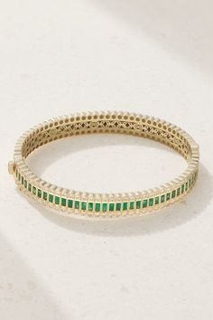 EXCLUSIVE AT NET-A-PORTER. Sydney Evan's bracelet has a glamorous, Art Deco-inspired feel. Cast from 14-karat gold, it's set with baguette-cut emeralds inbetween rows of round-cut diamonds. Art Deco Emerald, Black Diamond Bracelet, Latest Bracelets, Green Bracelet, Art Deco Bracelet, Emerald Bracelet, Sydney Evan, Sapphire Bracelet, Fine Jewelry Bracelets