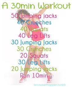 a woman doing a 30 - minute workout with the text,'a 30min workout for