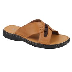 Pleasure Island Brown Criss Cross Strap Open Sandals for Men 6807 Pleasure Island Black Criss Cross Strap Open Sandals for Men 6807. These slip-on sandals, made with high-quality PU leather, feature a sleek open toe design and stylish criss-cross straps. Perfect for any casual occasion, whether it's a day at the beach or a relaxed summer gathering. Embrace simplicity and elevate your style effortlessly with these versatile and comfortable sandals. Material : PU Leather Slip On Open Toe Criss Cro Casual Beach Sandals, Leather Slippers For Men, Shoe Makeover, Men Slides, Men Sandals, Criss Cross Sandals, Sandals For Men, Summer Gathering, Mens Leather Sandals