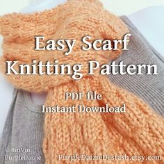 an easy scarf knitting pattern with text overlay