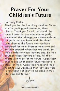 a prayer for children's future with pink flowers