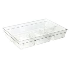 three clear plastic containers with lids