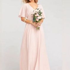 Nwt Show Me Your Mumu Dress Emily Empire Maxi Dusty Blush Crisp Size Xxs From A Smoke-Free Environment.0280-C1 Pink Chiffon V-neck Maxi Dress, Pink Feminine V-neck Dress For Formal Occasions, Pink V-neck Dress For Summer Wedding, Spring V-neck Bridesmaid Dress, Elegant Pink Maxi Length V-neck Dress, Elegant Pink V-neck Maxi Dress, Pink V-neck Formal Dress, Pink V-neck Bridesmaid Dress, Elegant Pink Short Sleeve V-neck Dress