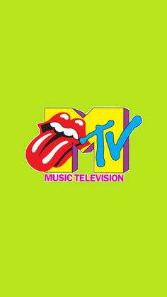 the rolling stones logo on a green background, with the words'tv music television '