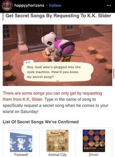 an image of a website page with the caption'get secret songs by requesting to k - slider '