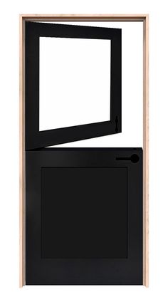 an open door with a black frame on it