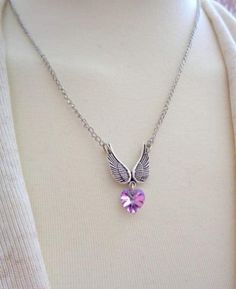 Swarovski Heart Necklace, Wings Pendant, Magical Jewelry, Fancy Jewellery, A Necklace, Cute Necklace, Fantasy Jewelry, Girly Jewelry, Stylish Jewelry