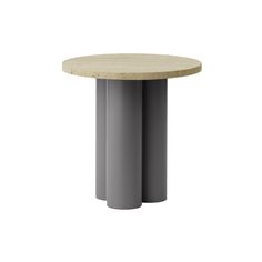 a round table with two grey pedestals