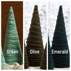 three different types of christmas trees are shown