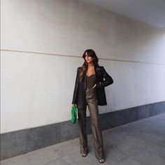 Polyester Brown/Khaki The Last Two Photos Are Actual Brown Leather Pants Outfit, Tech Outfit, Brown Leather Pants, Leather Pants Outfit, Fav Color, Zara Jumpsuit, Brown Outfit, Faux Leather Pants, Zara Pants