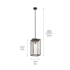 an image of a light fixture with measurements for the size and width on white background