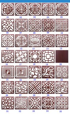 the different types of laser cutting patterns for furniture and wall coverings are shown in this diagram