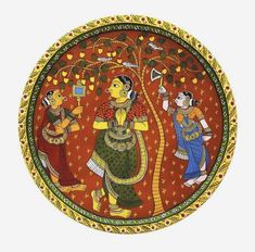 Cherial Paintings, Cheriyal Paintings, Abs Art, Mysore Painting, Art Motifs, Kalamkari Painting, Easy Canvas