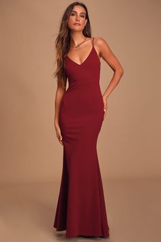 Sexy Wine Red Maxi Dress - Mermaid Maxi Dress - Bodycon Maxi Burgundy Maxi Dress, Red Maxi Dress, Burgundy Bridesmaid, Stretch Knit Dress, Burgundy Bridesmaid Dresses, Red Maxi, Formal Dresses Gowns, Red Dress Maxi, Maxi Knit Dress