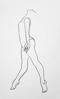 a black and white drawing of a woman's body with her hands on her hips