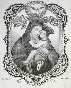 an image of the virgin mary holding a child