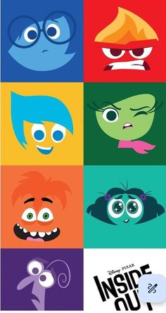 the inside out movie poster with many different faces