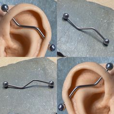 three different types of piercings in the shape of an ear