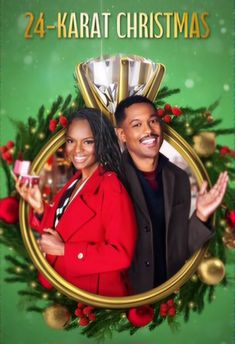 the poster for 24 karat christmas with two people in front of a green background