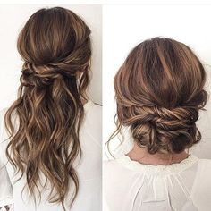 Peinado en suelto o recogido Wedding Hair Down, Wedding Hair Up To Down, Convertible Bridal Hair, Convertible Hair Wedding, Convertible Hair Ideas, Sanggul Modern, Easy Updos For Long Hair, Simple Wedding Hairstyles, Beautiful Braids