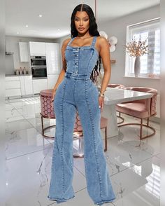 Product Name Chic High Waist Sleeveless Denim Jumpsuit LX-3545 Item NO. LX-3545 Weight 0.77 kg = 1.6976 lb = 27.1610 oz Category Rompers Jumpsuits Jumpsuits Creation Time 2023-06-26 Suspender Jumpsuit, Streetwear Jeans, Corset Style Tops, Denim Patterns, Slim Denim, Denim Romper, Bell Bottom Pants, Corset Style, Denim Flares