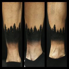 Ankle Forest Tattoo, Pocket Watch Tattoo Design, Calf Tattoo Men, Watch Tattoo Design, Forest Tattoo, Tattoo Trend, Muster Tattoos