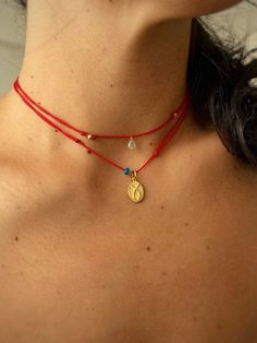 European Summer Jewellery, Red String Necklace, Gold Fish Necklace, Lover Necklace, String Necklace, Fish Necklace, Lovers Necklace, Red String, Silver Fish