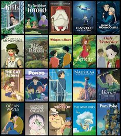 many different anime movies are shown in this collage, with one being the same character