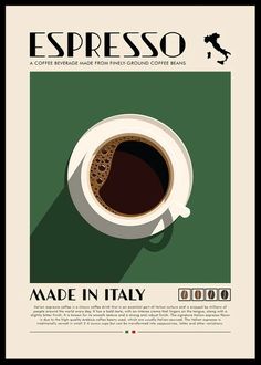 a coffee poster with the words made in italy