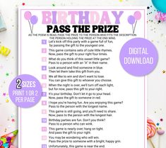 a birthday party pass the prize game