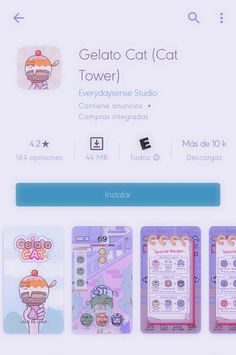 an image of a cell phone screen with the text gelato cat cat tower on it