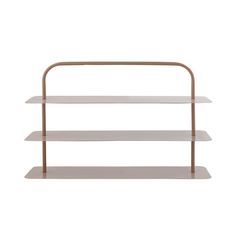 the three tiered shelf is made from wood and metal