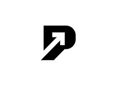 the letter p is made up of black and white letters, with an arrow in the middle