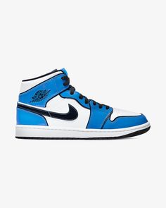 This winter season, we’re calling it, it’s going to be all about blue. With Kanye leading the pack, Jordans have surfaced in baby and bright blues for the winter season. Now the Air Jordan 1 Mid SE has surfaced in its own variation that calls for Signal Blue, White, and Black. Featuring an entire upper equipped with pa Logo Wings, Jordan 1 Mids, Jordan 9 Retro, Blue Jordans, Jordan Model, Blue Air, Air Jordan 1 Mid Se, Jumpman Logo, Air Jordan 12 Retro