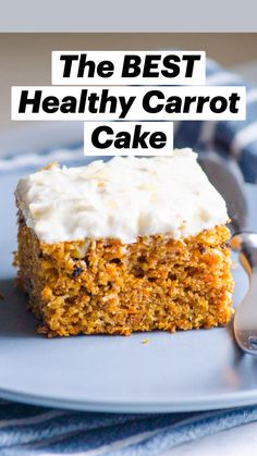 a piece of carrot cake on a plate with a fork