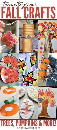 fall crafts and activities for kids to do with paper plates, pumpkins, trees, and more