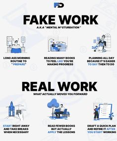 a poster with instructions on how to use fake work for real work and other things