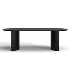 an oval black table on a white background