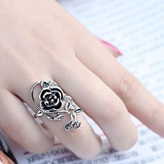 Ring Rose Flower ~ .925 Sterling Silver Condition: 100% New Type: Ring Style: Flower Design: Rose Color: Silver Metal: .925 Sterling Silver Size: As Noted Gender: Female Packaged: 1 - Ring Packaging: Poly Free: Silver Cleaning Cloth Catalog #: Ssr-8001 Gothic Fashion, Ring Packaging, Stylish Rings, Rose Ring, Unique Ring, Gothic Style, Rose Color, A Rose, Black Rose