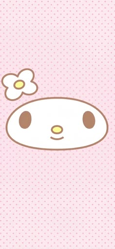 a pink background with an animal face and two daisies on the top of it