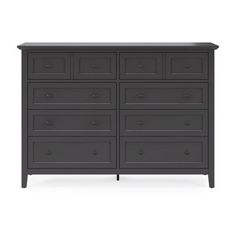 an image of a dresser with drawers and drawers on the bottom drawer, in dark grey