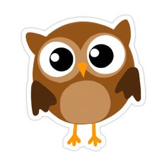 an owl sticker with big eyes on it's head and large, brown beak