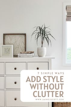 Simple style without clutter How To Make Your Room Look Minimalist, Minimalist Styling Home, Simplified Home Decor, Simple Timeless Home Decor, How To Style A Cabinet, Minimalism Home Decor, Simple Clean Decor, Semi Minimalist Home, Simple Decorating Ideas For The Home