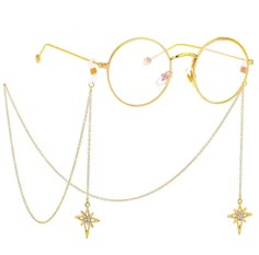 Gold Glasses, Oc Inspo, I'm Broke, Cool Glasses, Cute Glasses, Fashion Eye Glasses, Accessories Gold, Eyeglass Chain, Chain Fashion