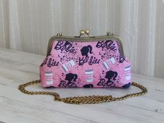 "Pink Barbie and Coffee Cups Crossbody bag Purse with Aluminum Chain Strap The size of purse is about 8.5\"L x 5\"H The chain strap is about 46\" long" Barbie Bag For Women, Barbie Purse For Women, Barbie Loungefly, Barbie Wallet, Disney Princess Pink Purse, Chain Strap, Cross Body Handbags, Purses And Handbags, Crossbody Bag